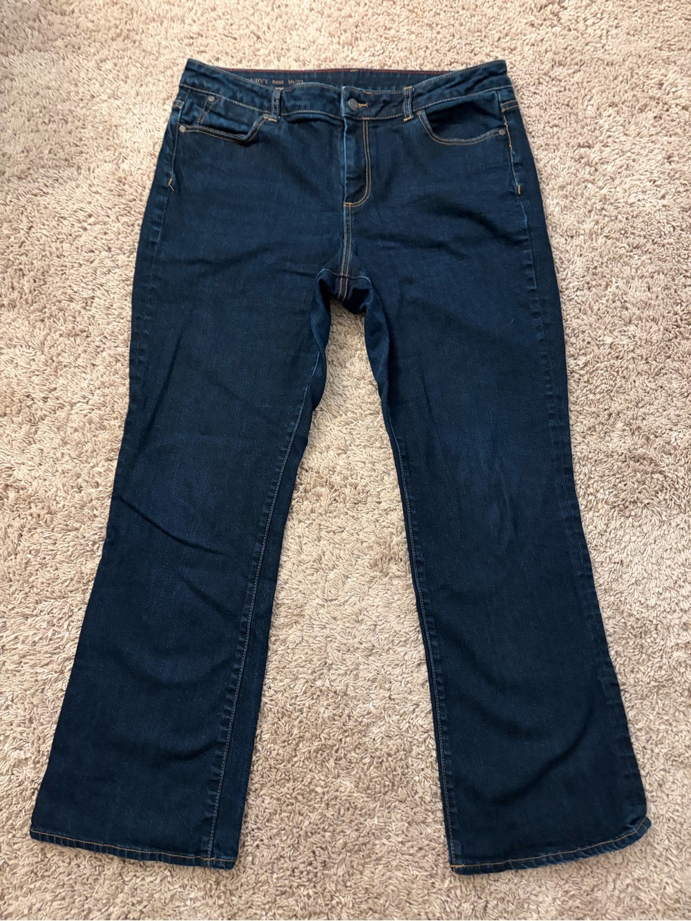 Talbots Dark Blue Non-Distressed Denim Curvy Boot Cut Jeans